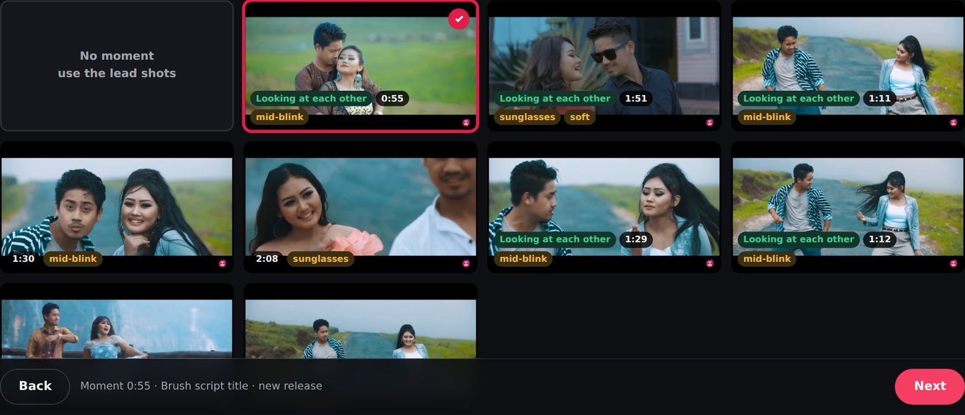 Moments between the two leads, found in the video